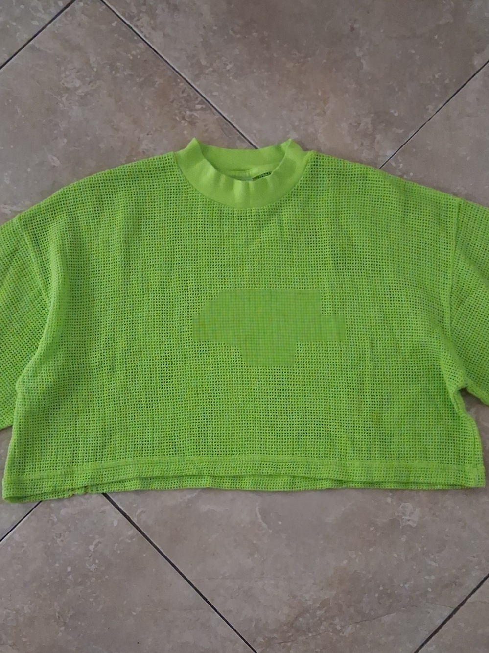 Los Angeles Apparel Neon Green Mesh Crop Top